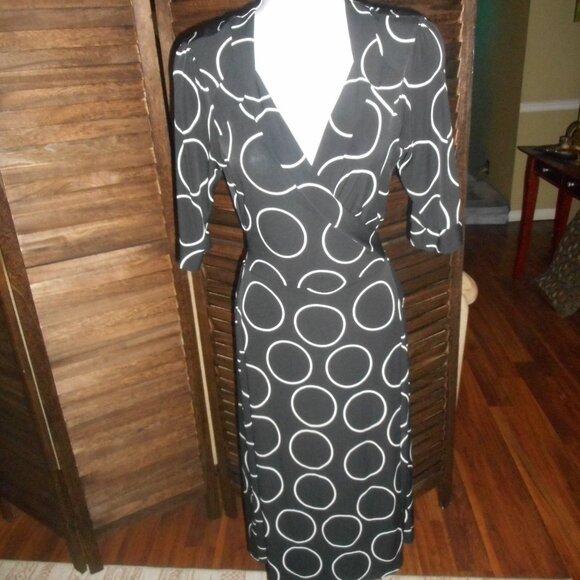 Vintage Y2K faux wrap dress back with white circles, size XS - Picture 1 of 5